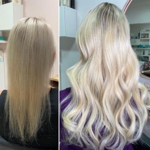 Prodlužování a zvlnění blond vlasů - Krásné vlasy na Praze 6